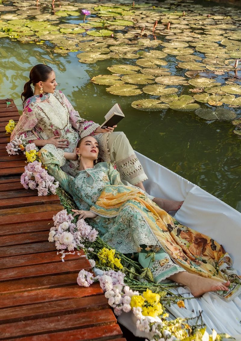 Elaf | Pistachio Dreams | Aqua | Lawn | Unstitched | Print Chikankari Colloction '25 | 3 pc set