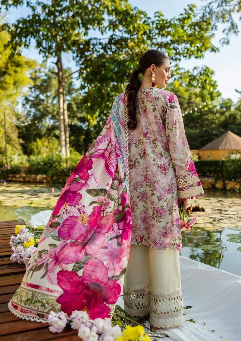 Elaf | Roses & Whites | Cream | Lawn | Unstitched | Print Chikankari Colloction '25 | 3 pc set