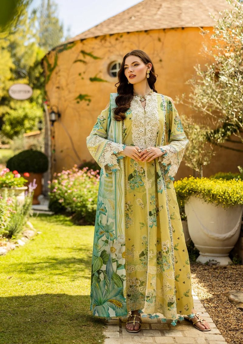 Elaf | Allure | Lemon | Lawn | Unstitched | Print Chikankari Colloction '25 | 3 pc set