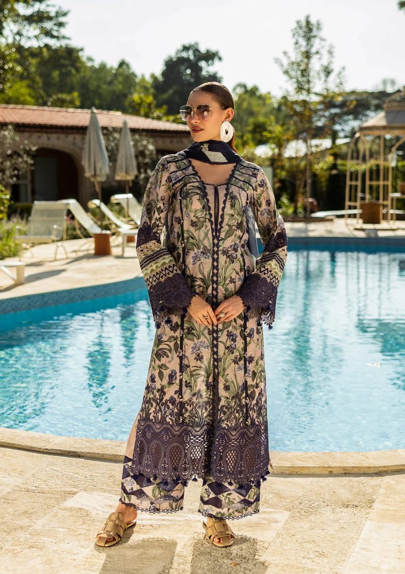 Elaf | Azzurro | Nude Pink | Lawn | Unstitched | Print Chikankari Colloction '25 | 3 pc set