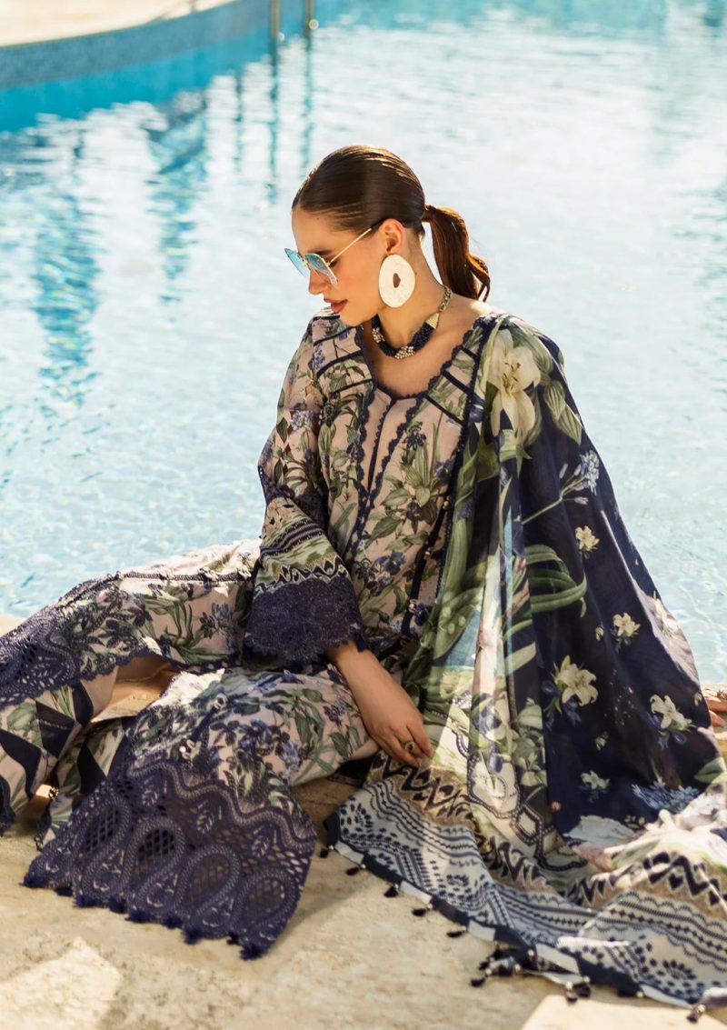 Elaf | Azzurro | Nude Pink | Lawn | Unstitched | Print Chikankari Colloction '25 | 3 pc set