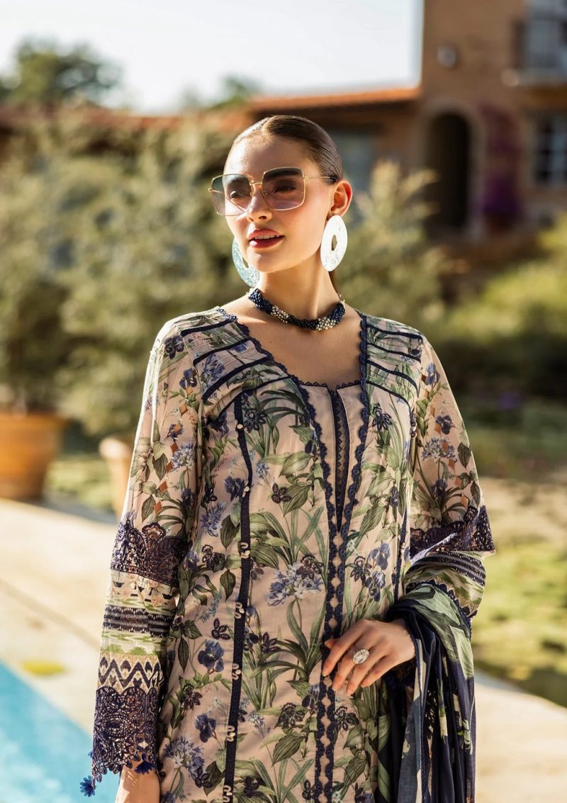 Elaf | Azzurro | Nude Pink | Lawn | Unstitched | Print Chikankari Colloction '25 | 3 pc set