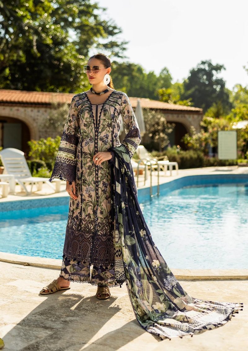 Elaf | Azzurro | Nude Pink | Lawn | Unstitched | Print Chikankari Colloction '25 | 3 pc set