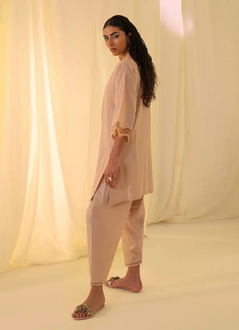 Image | Spring Basics '25 Collection | Textured Co-ord Set | Jacquard | Tan Peach | Stitched | 2 pc