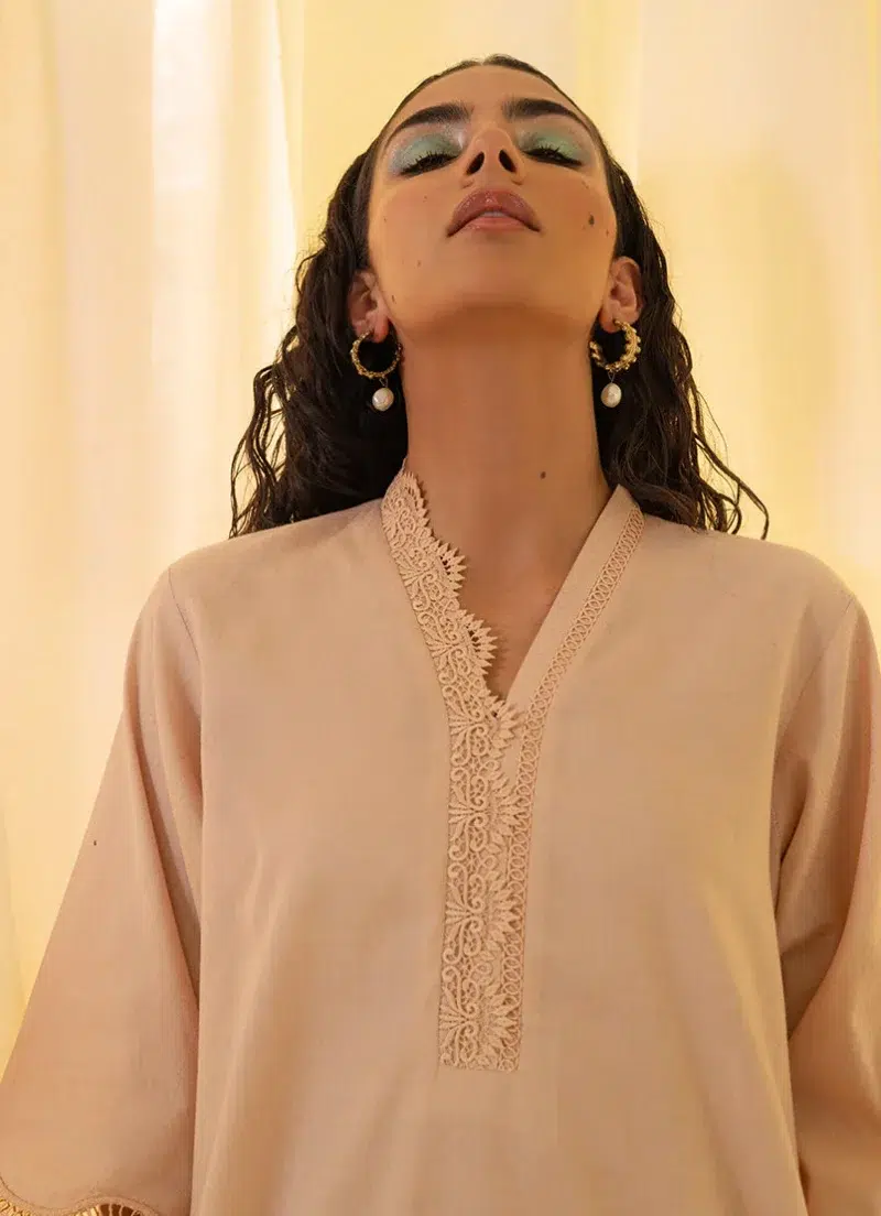 Image | Spring Basics '25 Collection | Textured Co-ord Set | Jacquard | Tan Peach | Stitched | 2 pc