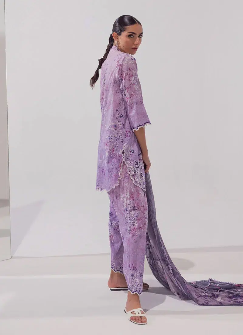 Image | Spring Basics '25 Collection | Embroidered Printed Suits | Cotton and Chiffon | Purple | Stitched | 3 Pc
