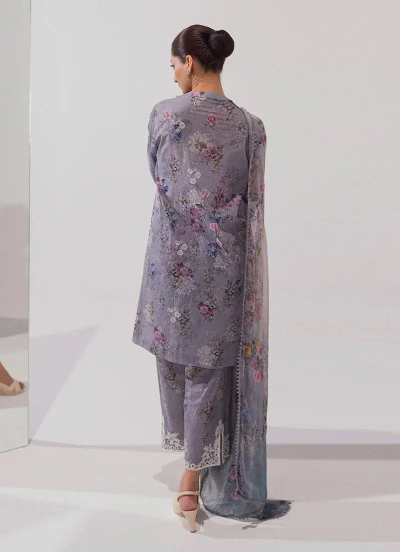 Image | Spring Basics '25 Collection | Embroidered Printed Suits | Cotton and Chiffon | Grey | Stitched | 3 Pc