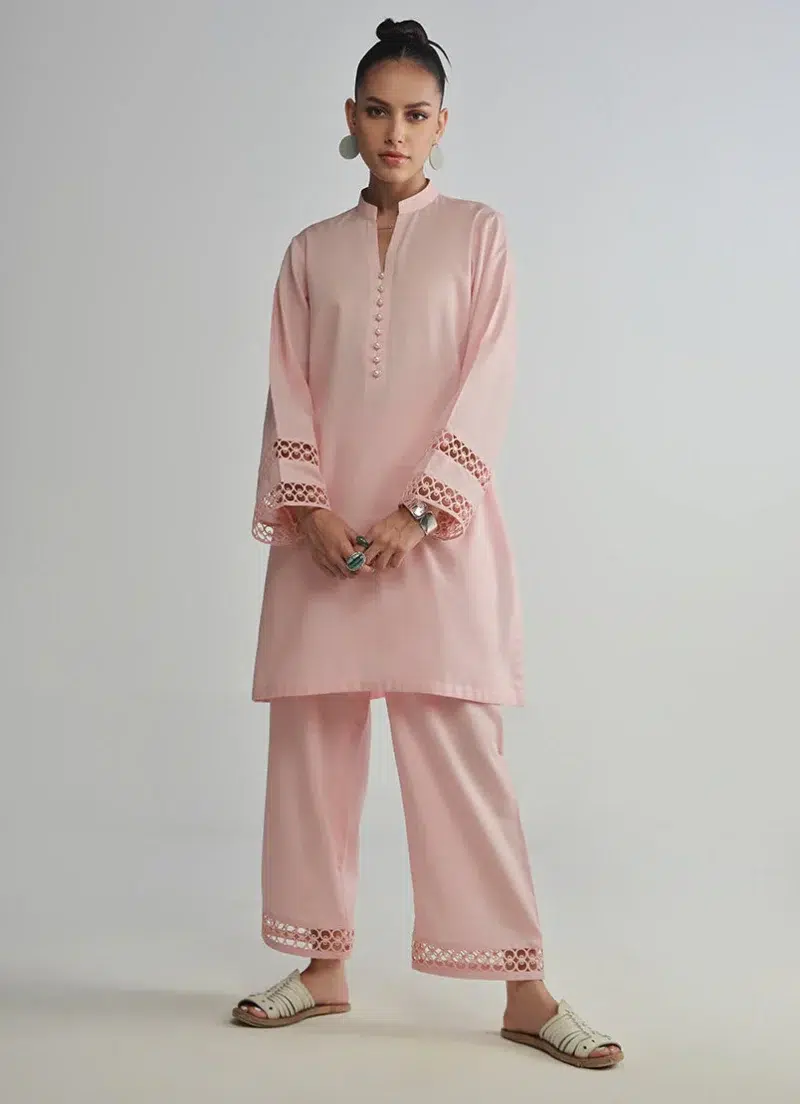 Image | Spring Basics '25 Collection | Textured Co-ord Set | Jacquard | Peach | Stitched | 2 pc