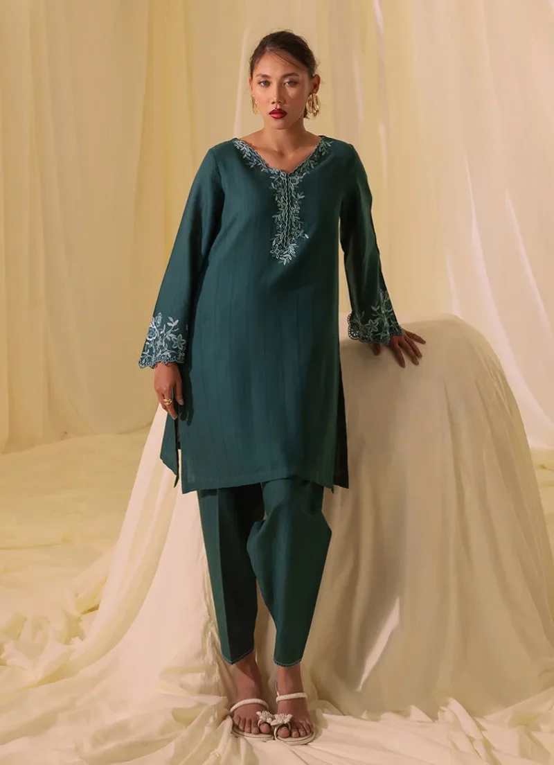 Image | Spring Collection | Turquoise Green | Embroidered Co-ord Set | 2 pc