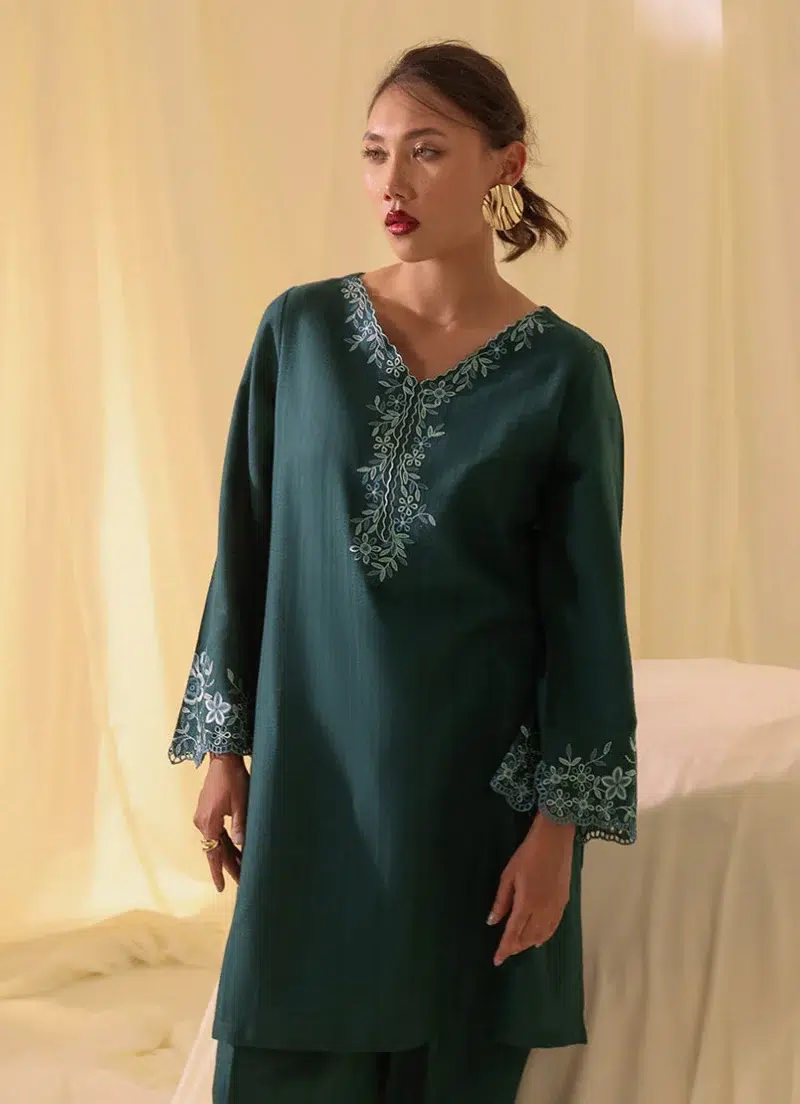 Image | Spring Collection | Turquoise Green | Embroidered Co-ord Set | 2 pc