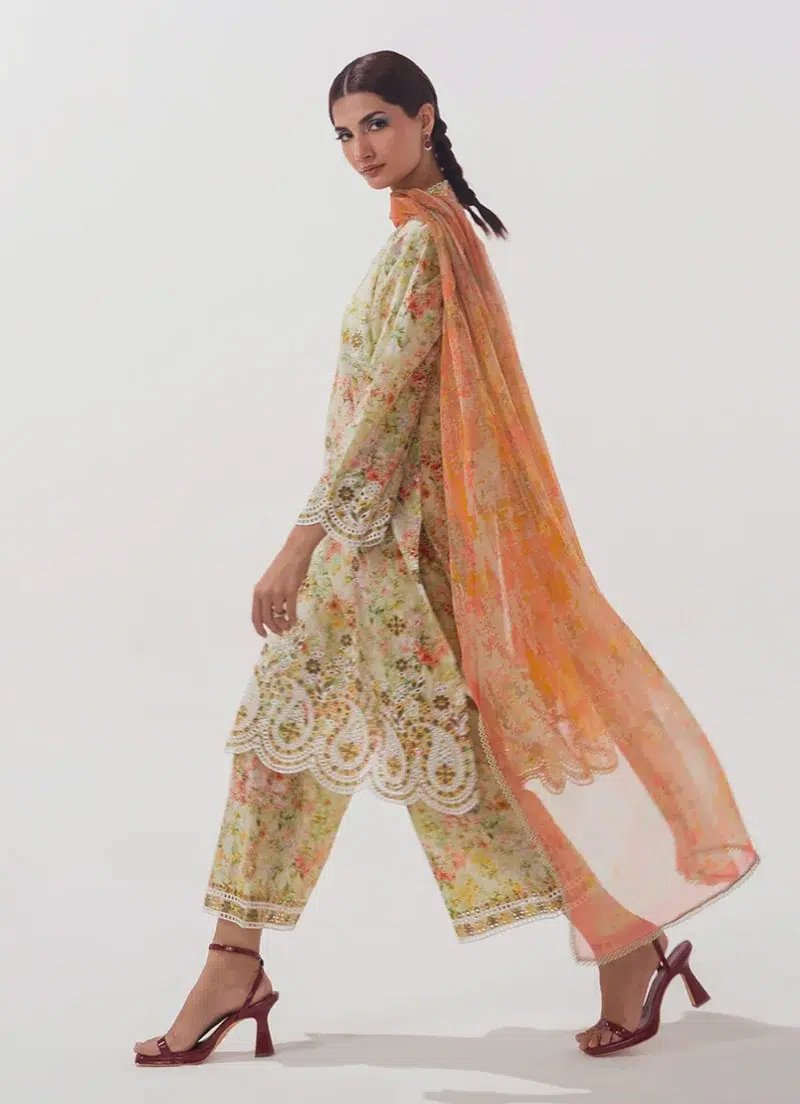 Image | Spring Collection | Light Green | Embroidered+printed Suit | 3 Pc