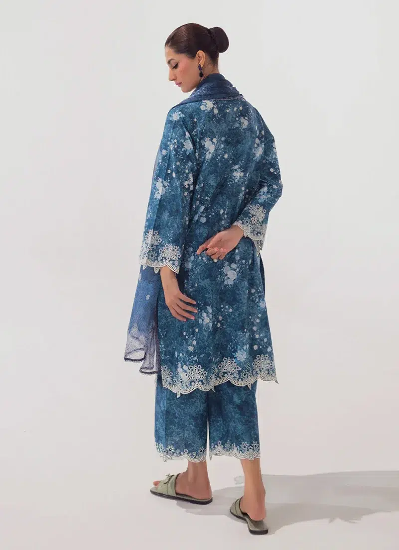 Image | Spring Collection | Blue | Embroidered+printed Suit | 3 Pc