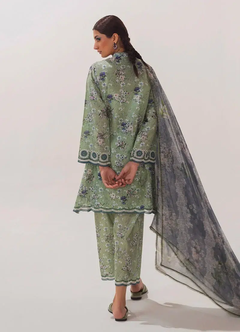 Image | Spring Collection | Green | Embroidered+printed Suit | 3 Pc