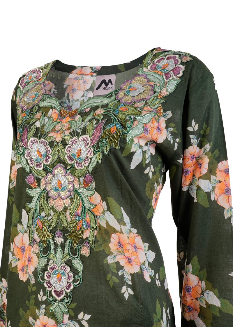 Maysarah Studio | Dark Green | Stitched | Party wear | Jalabiya Style | 1 pc set