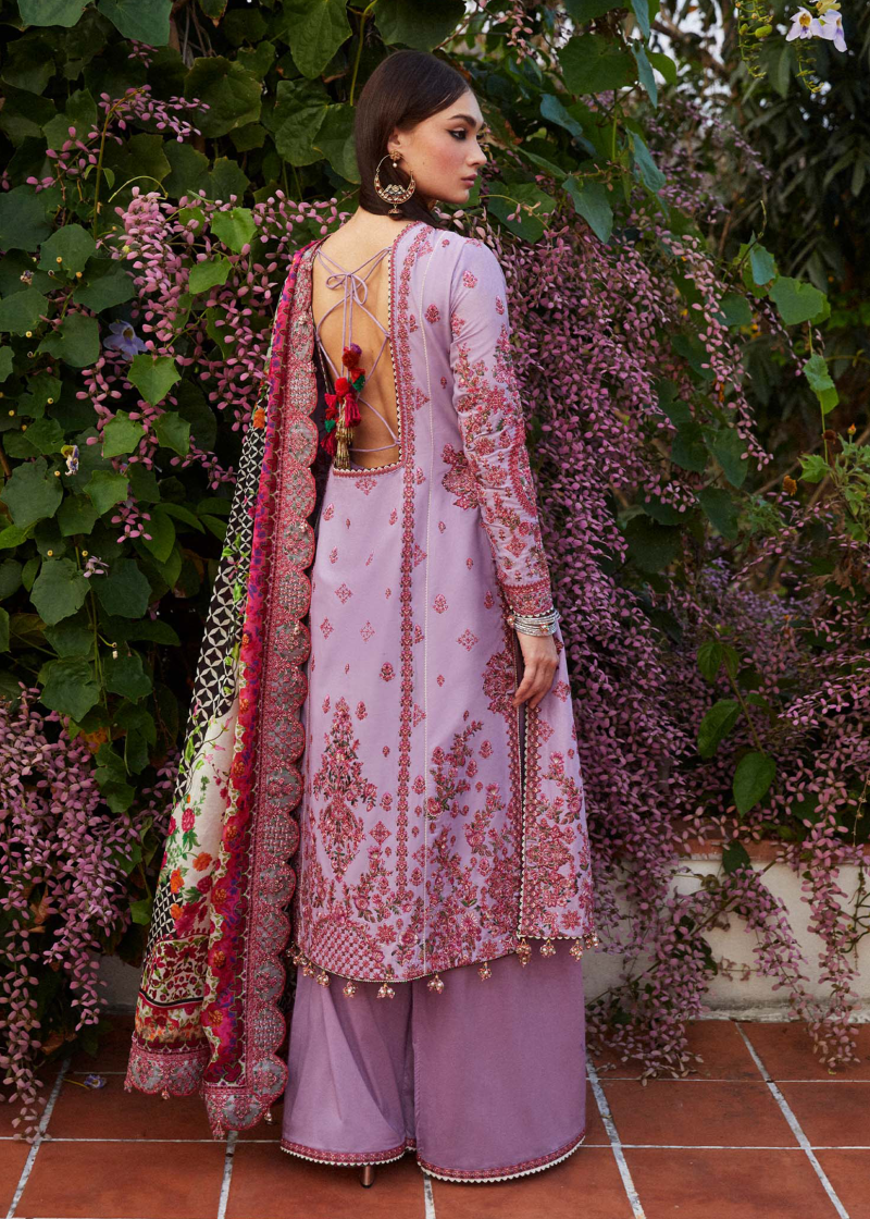 Hussain Rehar Luxury Lawn | Lavender | Unstitched | Feastive | Silk Dupatta | AYZEL