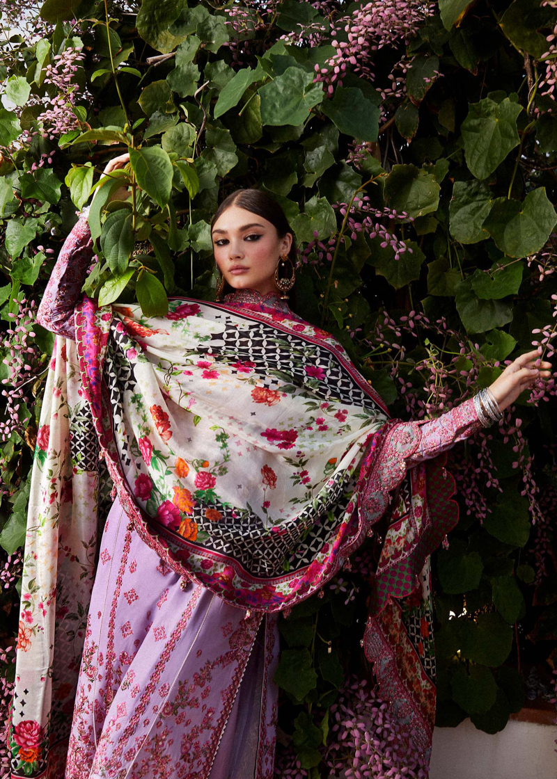 Hussain Rehar Luxury Lawn | Lavender | Unstitched | Feastive | Silk Dupatta | AYZEL