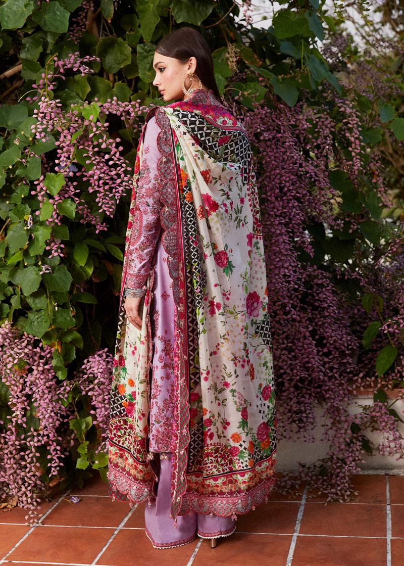 Hussain Rehar Luxury Lawn | Lavender | Unstitched | Feastive | Silk Dupatta | AYZEL