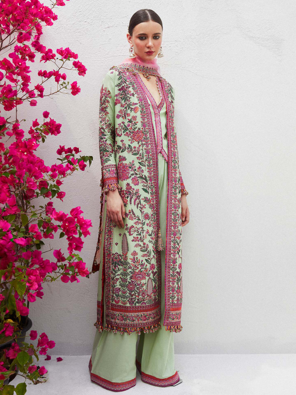 Hussain Rehar Luxury Lawn | Mint Green | Unstitched | Feastive | Silk Dupatta | EIRA
