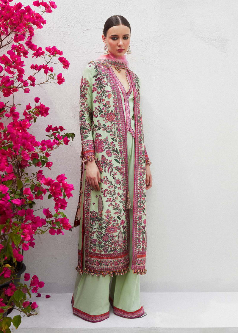 Hussain Rehar Luxury Lawn | Mint Green | Unstitched | Feastive | Silk Dupatta | EIRA