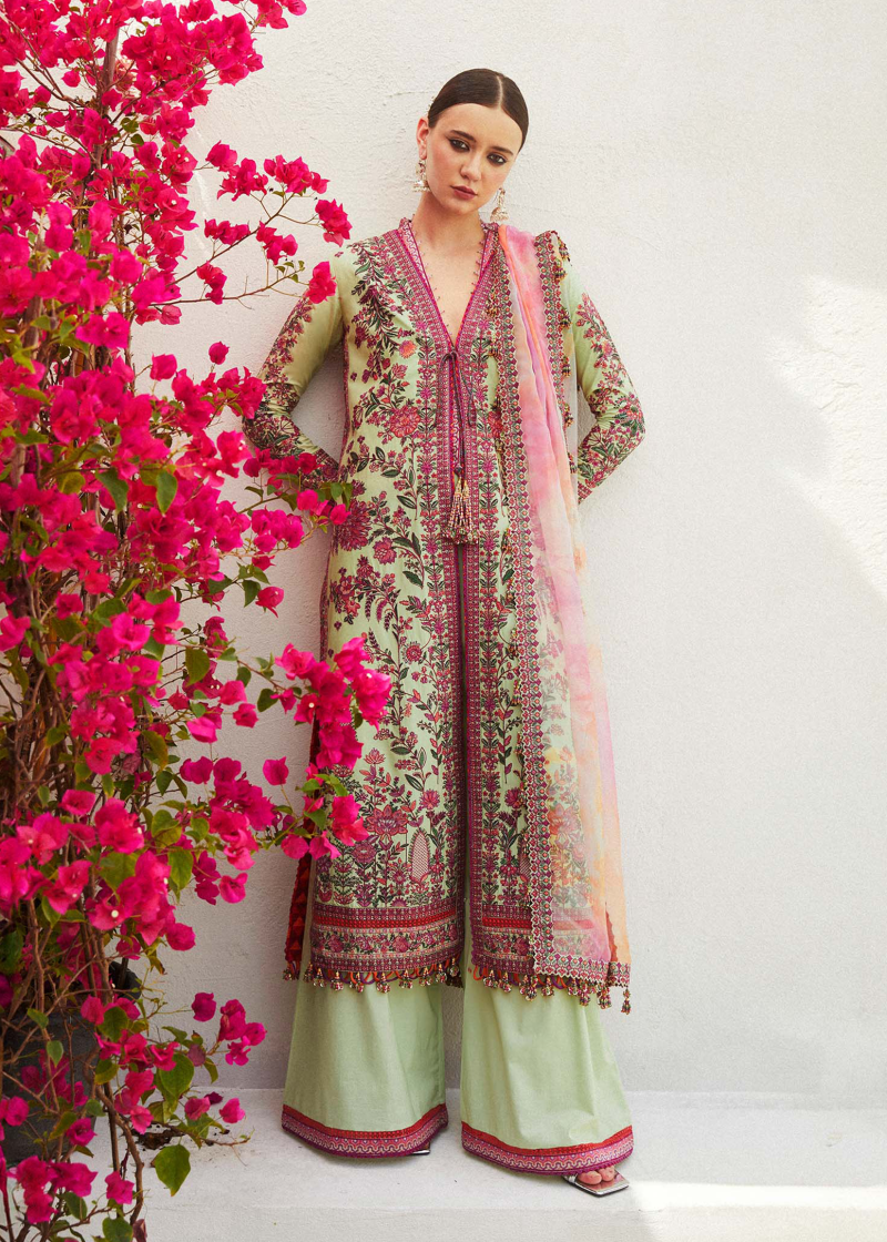 Hussain Rehar Luxury Lawn | Mint Green | Unstitched | Feastive | Silk Dupatta | EIRA