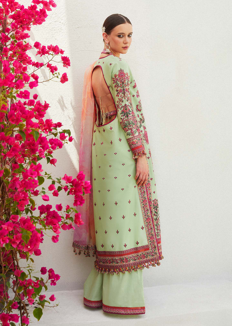 Hussain Rehar Luxury Lawn | Mint Green | Unstitched | Feastive | Silk Dupatta | EIRA