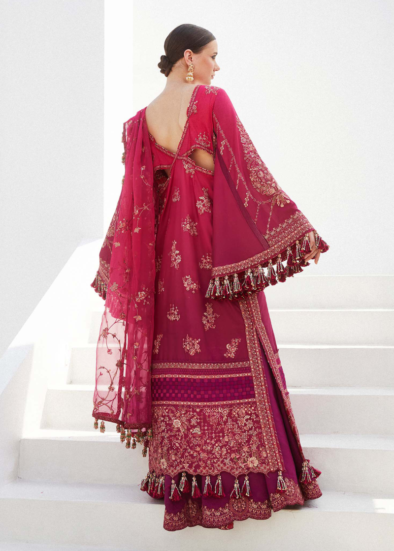 Hussain Rehar Luxury Lawn | Fuschia Pink | Unstitched | Feastive | Silk Dupatta | NORA