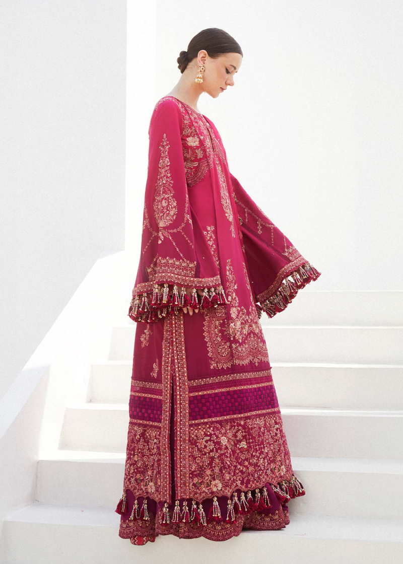 Hussain Rehar Luxury Lawn | Fuschia Pink | Unstitched | Feastive | Silk Dupatta | NORA