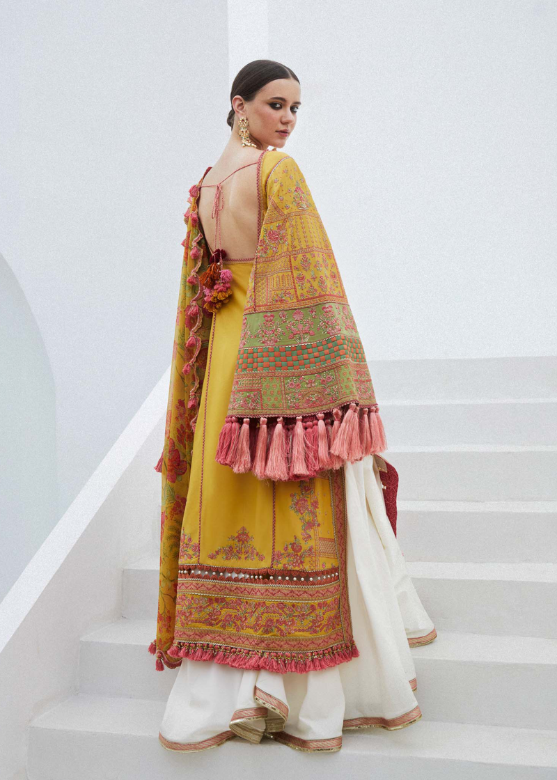 Hussain Rehar Luxury Lawn | Yellow | Unstitched | Feastive | Silk Dupatta | EUPHORIA
