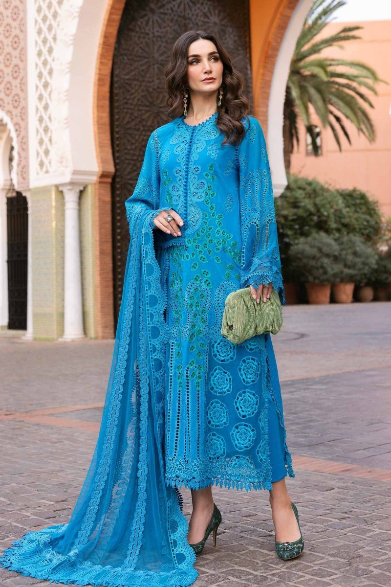 Maria.b | Luxury Lawn | Ferozi | Unstitched | Embroidered Net Suit | 3 Piece