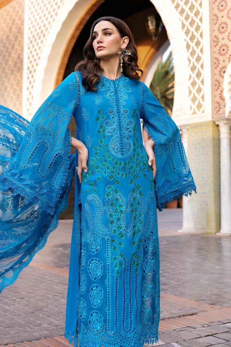 Maria.b | Luxury Lawn | Ferozi | Unstitched | Embroidered Net Suit | 3 Piece