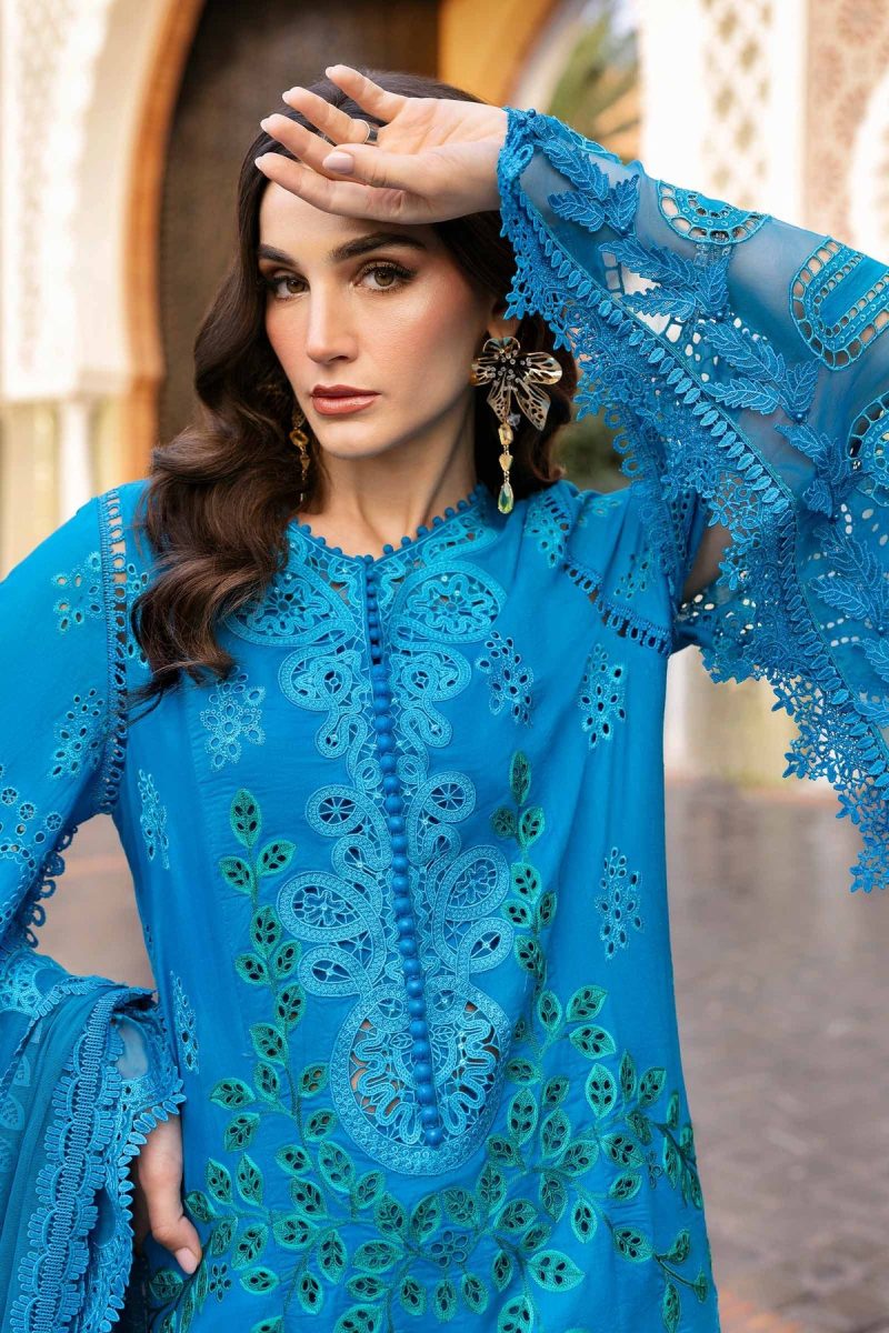 Maria.b | Luxury Lawn | Ferozi | Unstitched | Embroidered Net Suit | 3 Piece