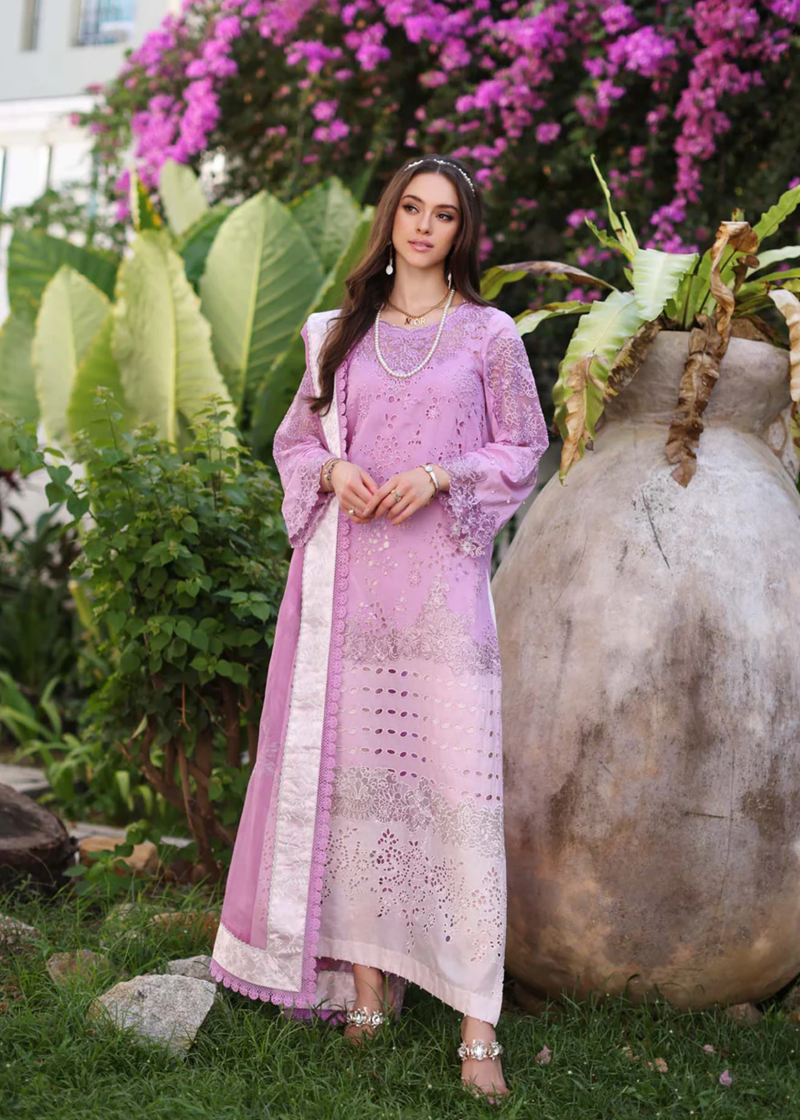 Noor By Saadia Luxe Chikankari Lawn | Pink | Unstitched | Party Wear | Chiffon Dupatta | 9A