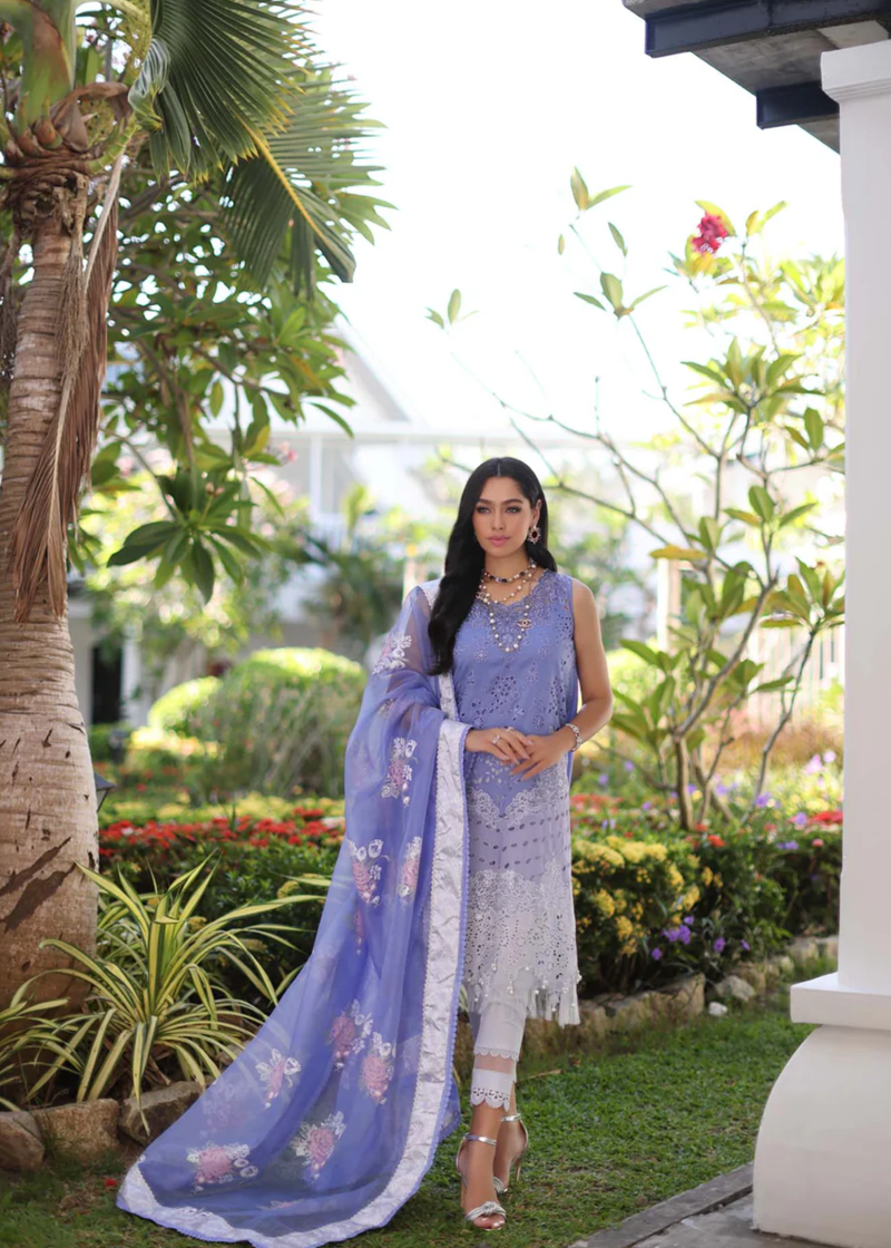 Noor By Saadia Luxe Chikankari Lawn | Purple | Unstitched | Party Wear | Chiffon Dupatta | 9B