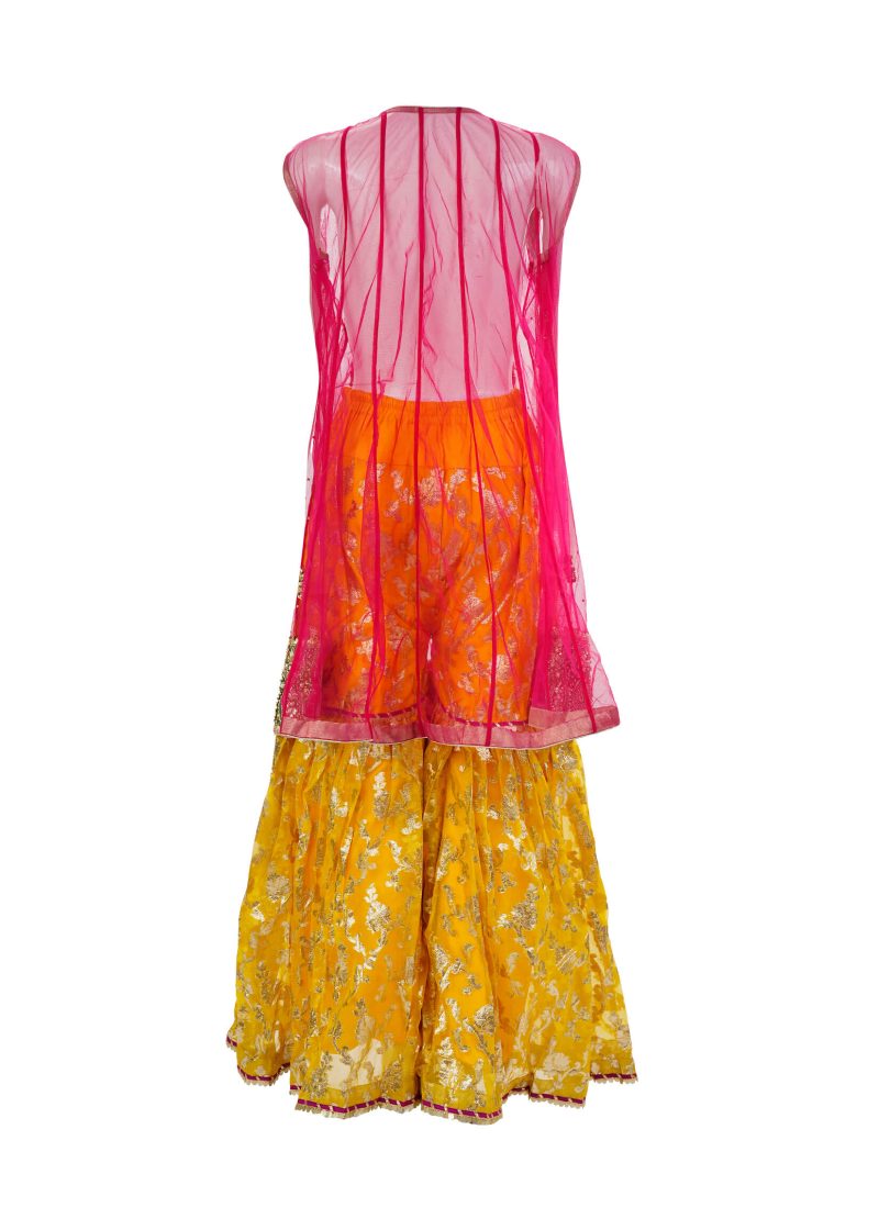 Fancy Gota | Red | Stitched | Party Wear | Kurta Dupatta Garara | 3 pc set