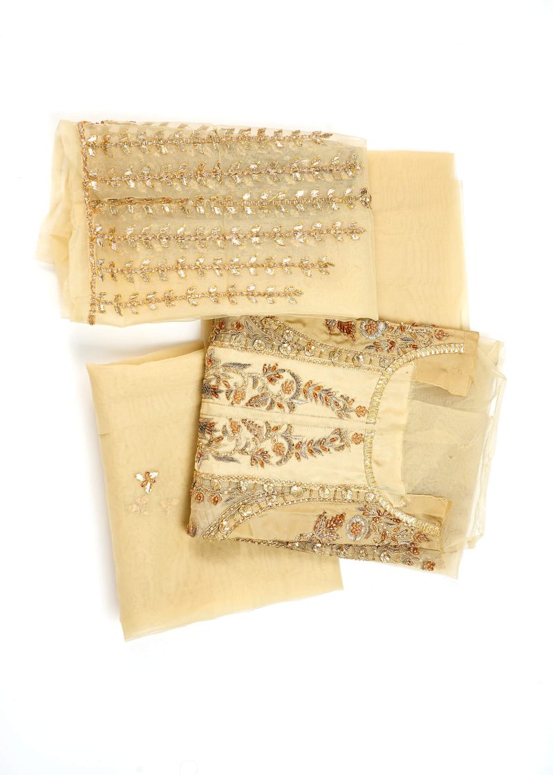 Maysarah Studio | Peach | Unstitched | Wedding Wear | Kurta Dupatta Set | 2 PC Set