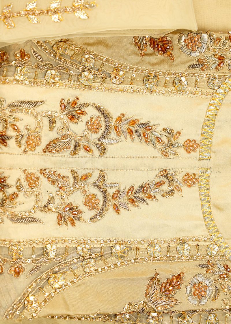 Maysarah Studio | Peach | Unstitched | Wedding Wear | Kurta Dupatta Set | 2 PC Set