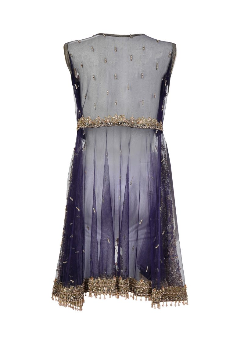 Fancy Gota | Blue | Semi Stitched | Party Wear | Frock Dupatta | 2 pc Set