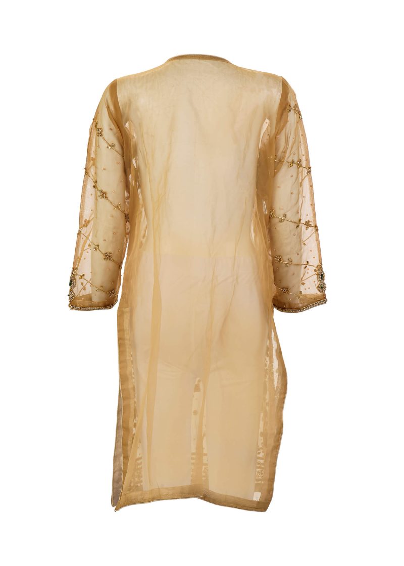 Fancy Gota | Golden Beige | Semi Stitched | Party Wear | Kurta Dupatta | 2 pc set