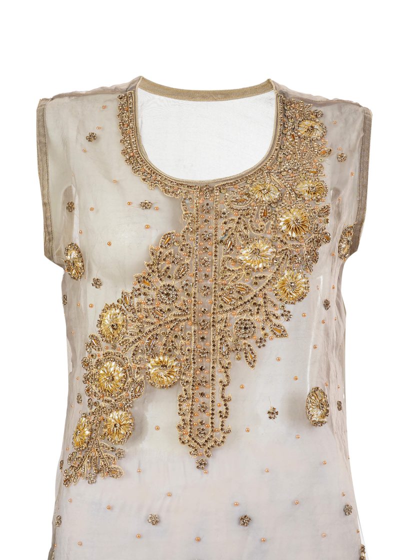 Fancy Gota | Grey | Semi Stitched | Wedding Wear | Kurta Dupatta | 2 pc set