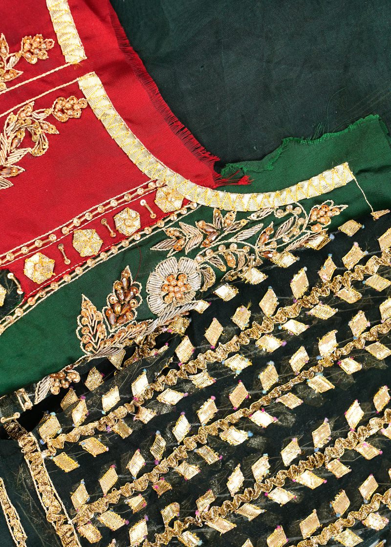 Fancy Gota | Green Yellow | Stitched | Formal Wear | Garara Set | 3 pc set