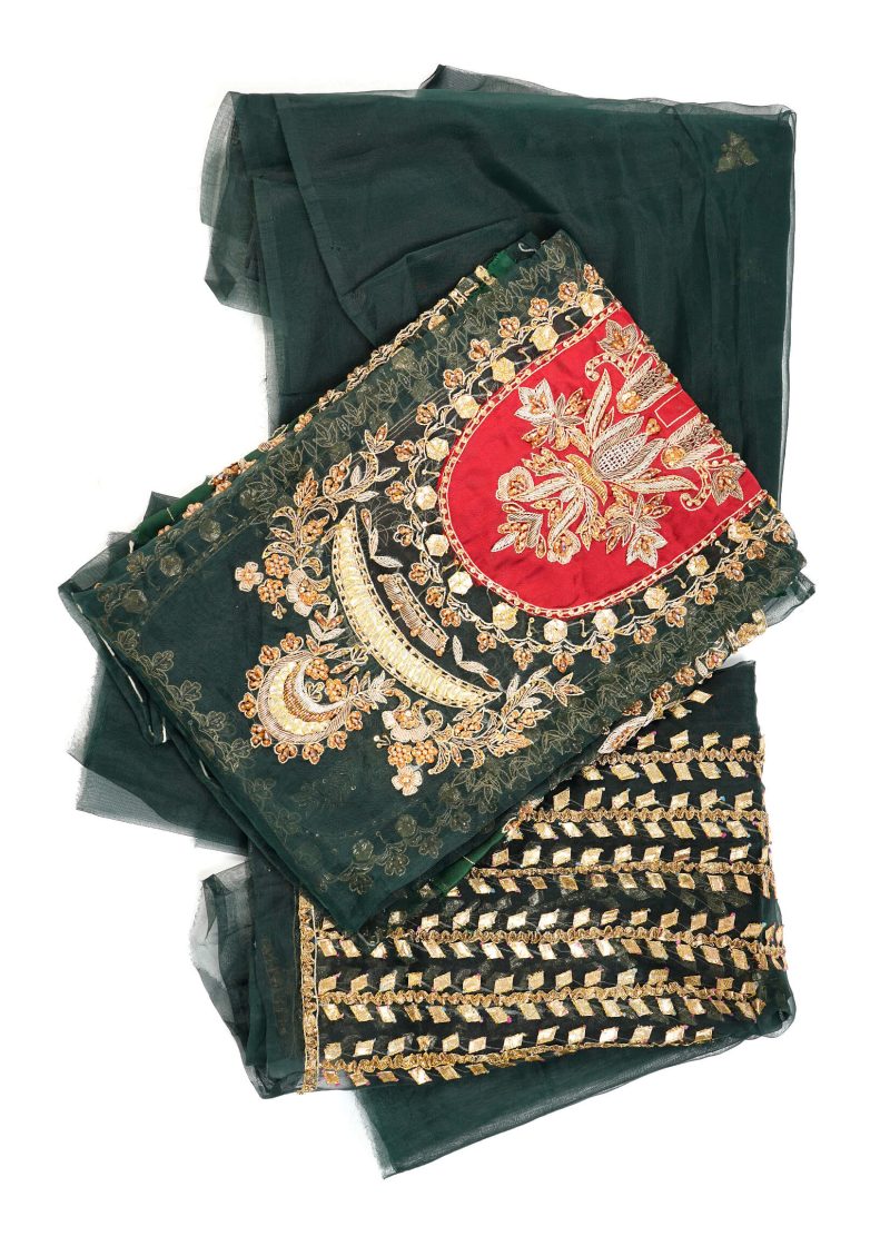 Fancy Gota | Green Yellow | Stitched | Formal Wear | Garara Set | 3 pc set