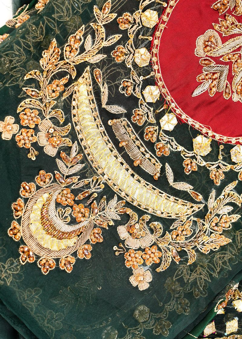 Fancy Gota | Green Yellow | Stitched | Formal Wear | Garara Set | 3 pc set