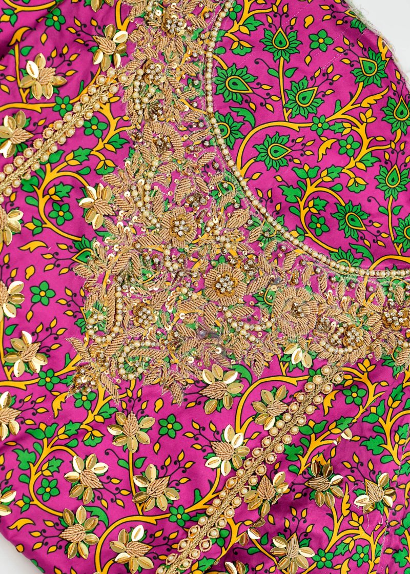 Fancy Gota | Rani Pink | Unstitched | Wedding Wear | Kurta Set | 3 pc Set