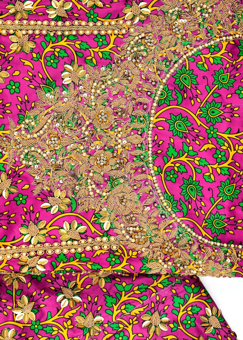 Fancy Gota | Rani Pink | Unstitched | Wedding Wear | Kurta Set | 3 pc Set