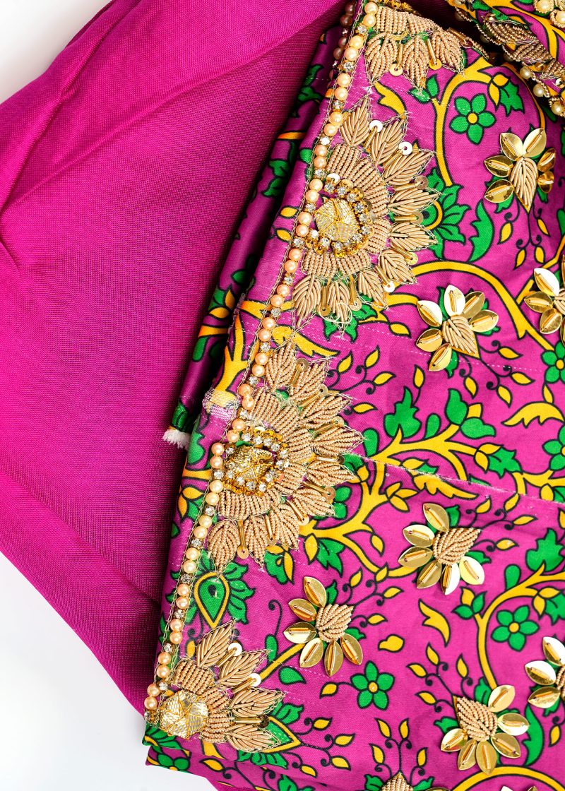 Fancy Gota | Rani Pink | Unstitched | Wedding Wear | Kurta Set | 3 pc Set