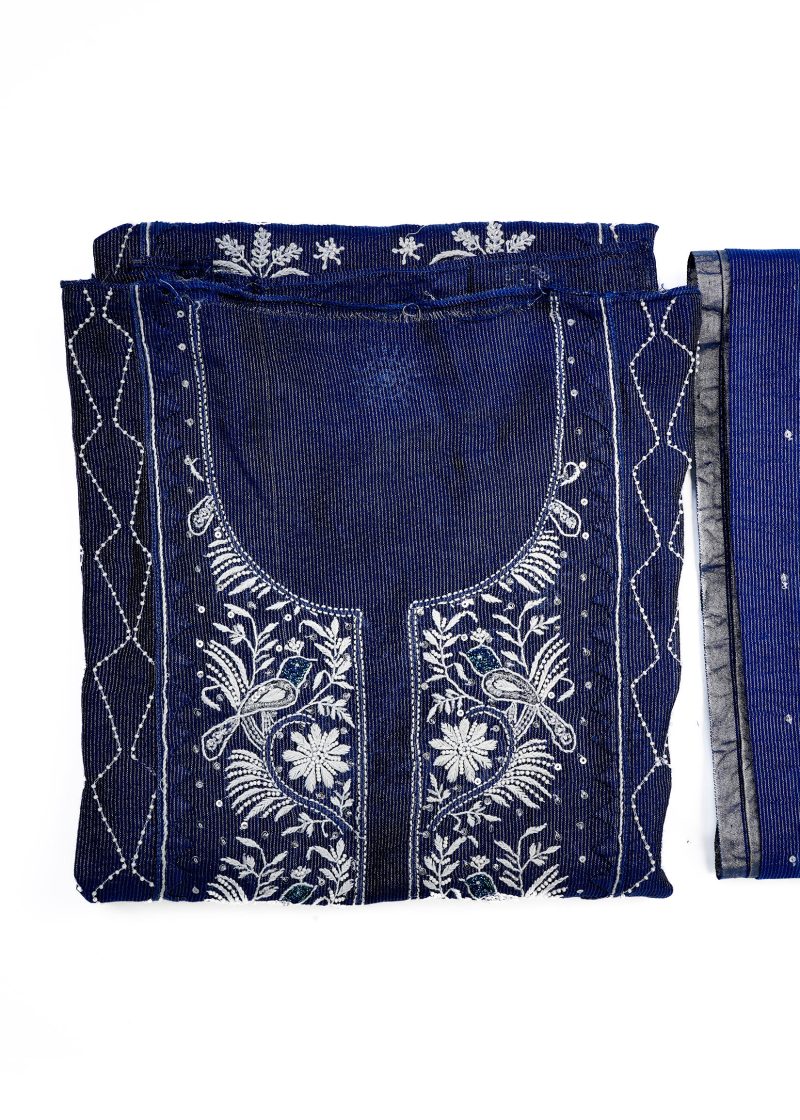 Maysarah Lucknowi | Navy Blue | Semi stitched | Daily & Festival wear | Kurta Dupatta Style | 2 pc set