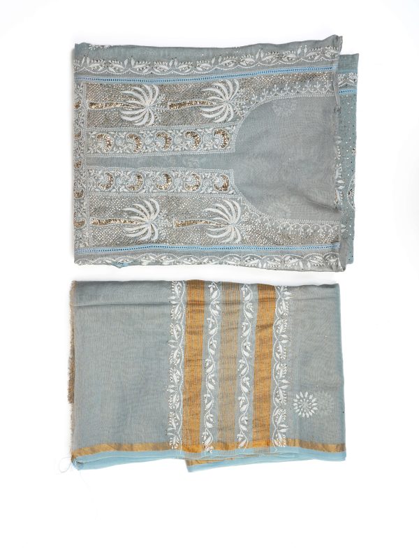 Maysarah Lucknowi | Grey | Semi stitched | Festival wear | Kurta Dupatta Style | 2 pc set