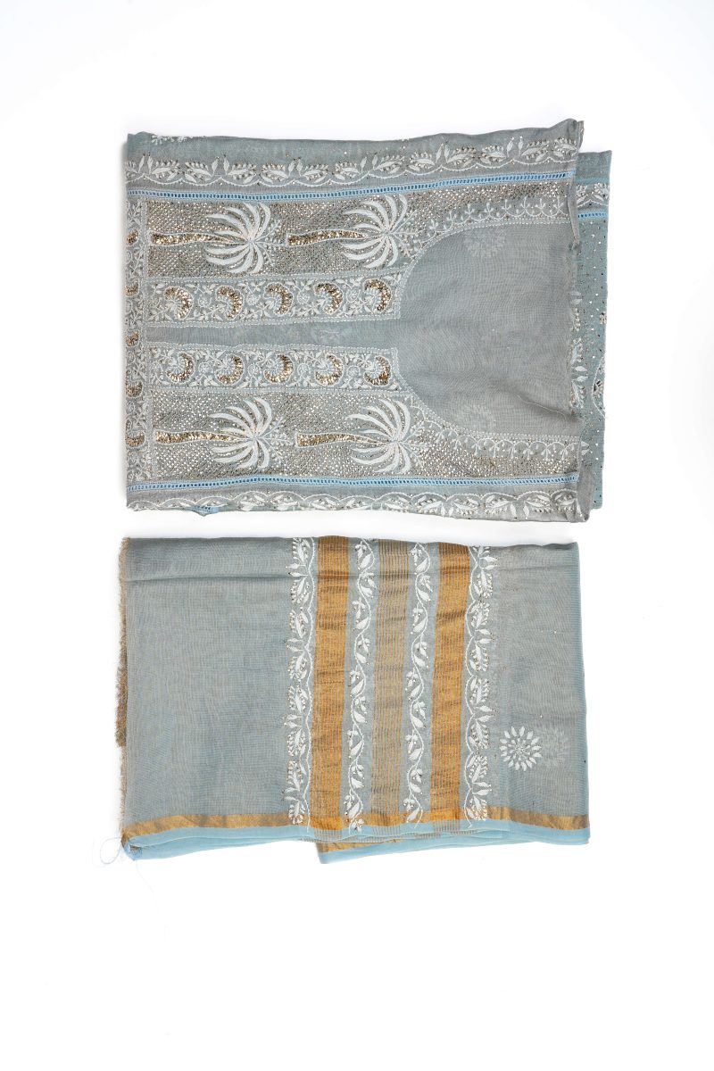 Maysarah Lucknowi | Grey | Semi stitched | Festival wear | Kurta Dupatta Style | 2 pc set