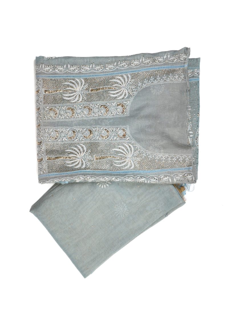 Maysarah Lucknowi | Grey | Semi stitched | Festival wear | Kurta Dupatta Style | 2 pc set