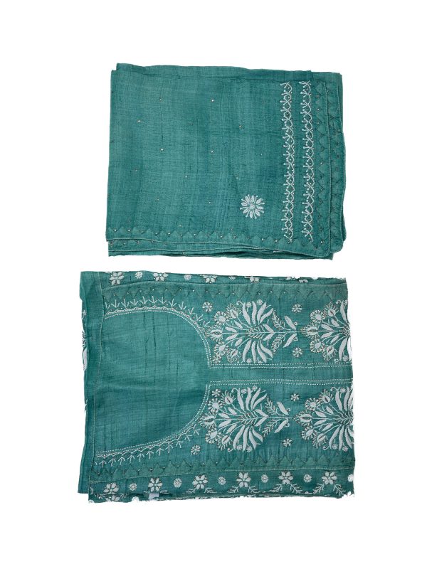 Maysarah Lucknowi | Teal Blue | Semi stitched | Festival wear | Kurta Dupatta Style | 2 pc set